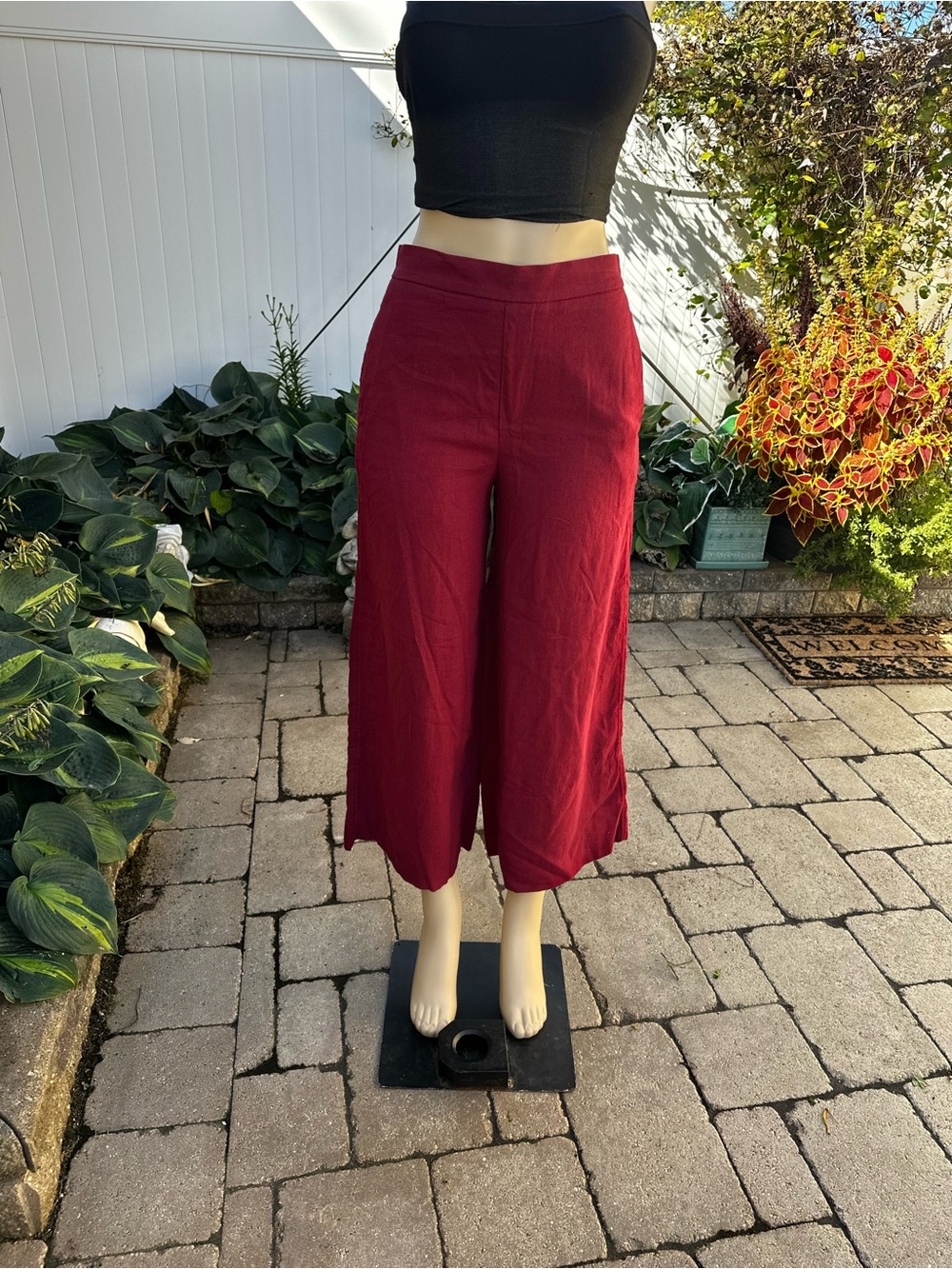 Banana Republic Anyday Wide-Leg High-Rise Linen-Blend Cropped Pant XS